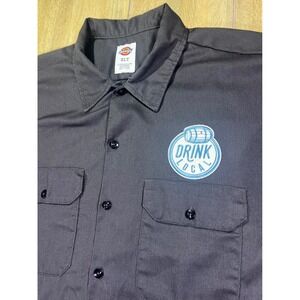 Dickies‎ XLT Black Short Sleeve Work Shirt Drink Local Barrel Patch Mens